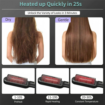 2-in-1 Hair Styler with LCD: Straightener & Curling Brush