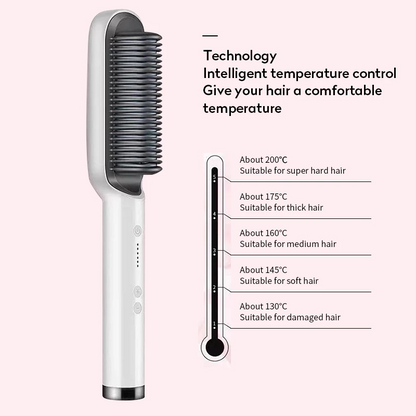 2-in-1 Hair Styler with LCD: Straightener & Curling Brush